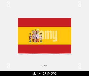 Spain flag - flat vector square with rounded corners and dropped shadow ...