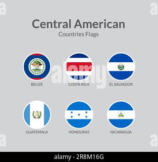 Central American countries flag icons collection Stock Vector