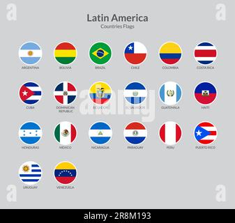 Latin American countries flag icons collection Stock Vector