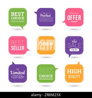 Sale quality flat badges set Stock Vector