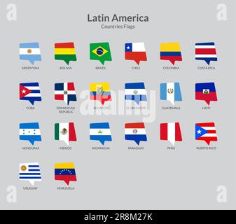 Latin American countries flag icons collection Stock Vector