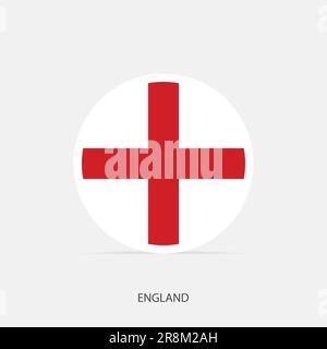 England round flag icon with shadow. Stock Vector