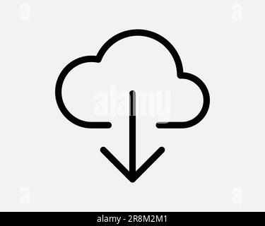 Download Cloud Icon. Data Storage Network Database Web Server. Black White Outline Arrow Sign Symbol Illustration Artwork Graphic Clipart EPS Vector Stock Vector