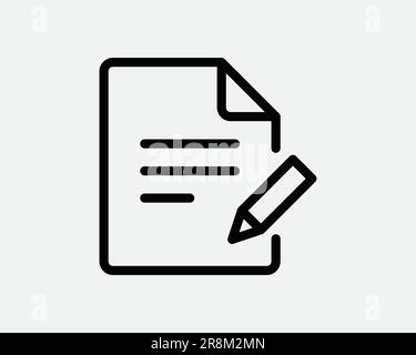 Edit Document Icon. Doc Editor Text Word File Page Pen Note Signature Write. Black White Sign Symbol Illustration Artwork Graphic Clipart EPS Vector Stock Vector