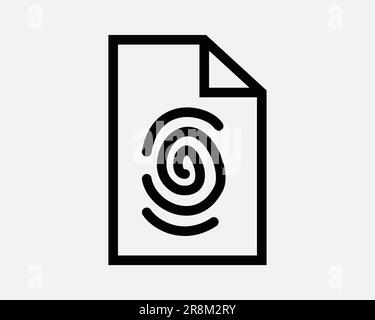 Fingerprint File Icon. Secured File Document Classified Protection Privacy ID Biometric. Black White Sign Symbol Artwork Graphic Clipart EPS Vector Stock Vector