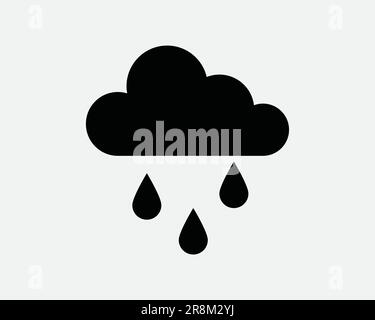 Rain Icon. Raining Cloud Water Drop Raindrop Weather Season Forecast Storm. Black White Sign Symbol Illustration Artwork Graphic Clipart EPS Vector Stock Vector