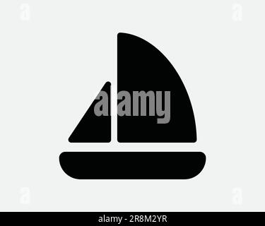 Sailboat Icon. Sail Boat Yacht Ship Water Sea Ocean Vessel Transportation Black and White Sign Symbol Illustration Artwork Graphic Clipart EPS Vector Stock Vector