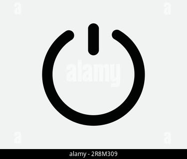 On Off Power Icon. Shutdown Start Computer Switch Control Round Circle. Black White Sign Symbol Shape Illustration Artwork Graphic Clipart EPS Vector Stock Vector