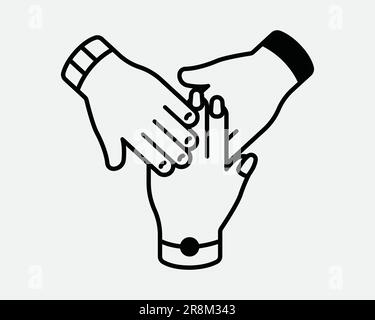 Teamwork Icon. Hands Friendship Cooperation Group Partnership Team Work Support Community. Black White Sign Symbol Artwork Graphic Clipart EPS Vector Stock Vector