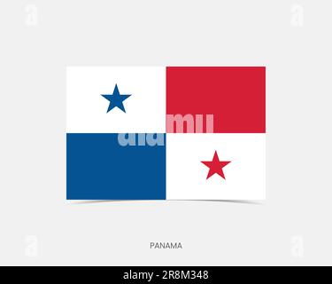 Panama Rectangle flag icon with shadow. Stock Vector