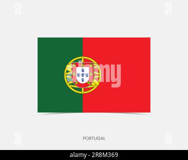 Portugal Rectangle flag icon with shadow. Stock Vector