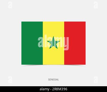 Senegal Rectangle flag icon with shadow. Stock Vector