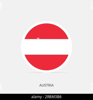 Austria round flag icon with shadow. Stock Vector