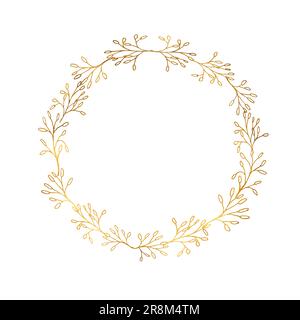 Circle floral golden wreath .Gold Leaf Wreath. Floral Vector Design Element for Decor Stock Vector
