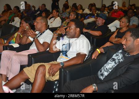Miami Beach, USA. 17th June, 2023. MIAMI BEACH, FLORIDA - JUNE 17: Lamman Rucker (2nd from R) attends the Screening Chris Spencer Comedy Special: 'Don't Call It A Comeback' during the 2023 American Black Film Festival at Miami Beach Convention Center on June 17, 2023 in Miami Beach, Florida. (Photo by JL/Sipa USA) Credit: Sipa USA/Alamy Live News Stock Photo