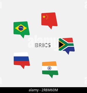 BRICS Countries Chat flag icon collection Stock Vector