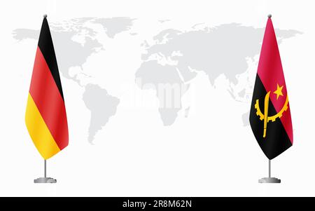 Germany and Angola flags for official meeting against background of world map. Stock Vector