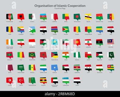 Organisation of Islamic Cooperation Countries flag icons collection Stock Vector