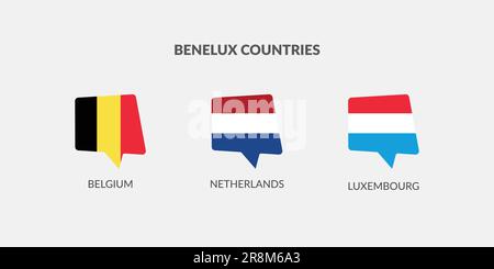 Benelux Countries Chat flag icon set. Stock Vector