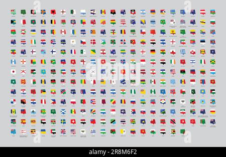 World all countries flag chat icons set Stock Vector