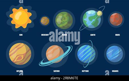 Solar system planets set Stock Vector