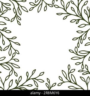 Floral simple leaves design Hand drawn line wedding herb, leaves for invitation save the date card. Botanical rustic trendy greenery Stock Vector
