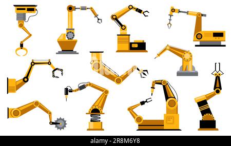 Various manufacturing robots arms Stock Vector