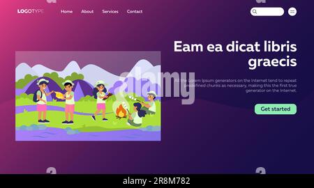 Scouts in camping flat vector illustration Stock Vector
