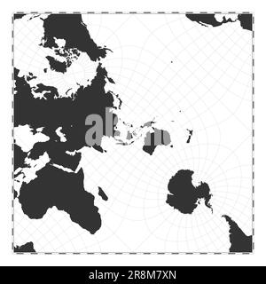 Vector world map. Peirce quincuncial projection. Plain world geographical map with latitude and longitude lines. Centered to 120deg W longitude. Vecto Stock Vector