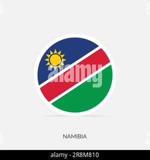 Namibia round flag icon with shadow. Stock Vector