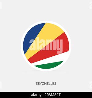 Seychelles round flag icon with shadow. Stock Vector