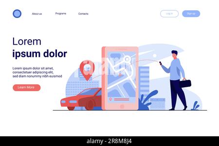 Customer using online app for taxi order or car rent Stock Vector