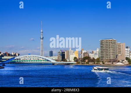 Tokyo Sky Tree and Eitaibashi Stock Photo