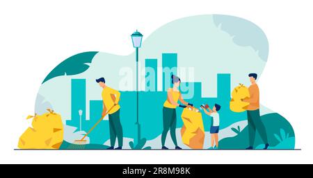 Volunteers community cleaning garbage flat vector illustration Stock Vector  Image & Art - Alamy