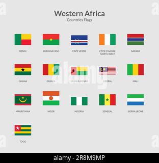 Western African Countries Rectangle flag icon Stock Vector