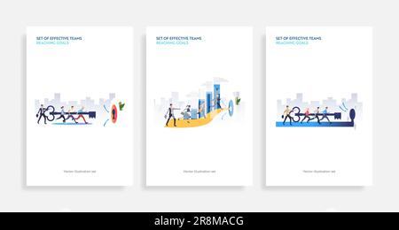Set of effective teams reaching goals Stock Vector