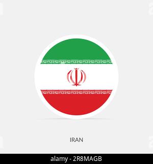 Iran round flag icon with shadow. Stock Vector