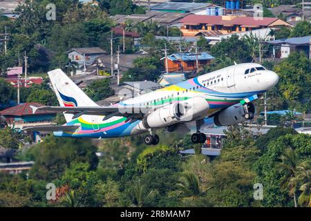 Ko Samui, Thailand - February 10, 2023: Bangkok Air Airbus A319 airplane at Ko Samui Airport (USM) in Thailand. Stock Photo