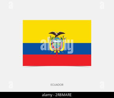 Ecuador Rectangle flag icon with shadow. Stock Vector