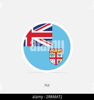 Fiji round flag icon with shadow. Stock Vector