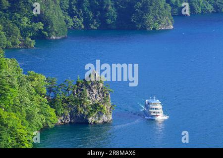 Lake towada and cruise ships Stock Photo