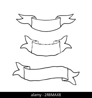 Banner ribbon frame doodles Vector for design Stock Vector
