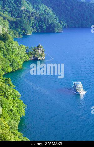 Lake towada and cruise ships Stock Photo