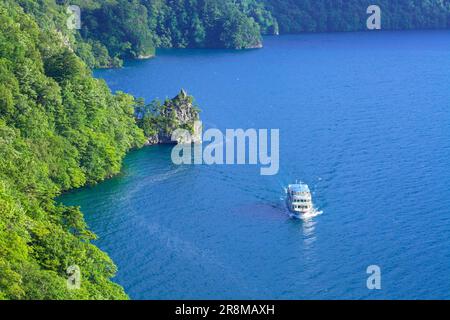 Lake towada and cruise ships Stock Photo