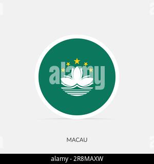 Macau round flag icon with shadow. Stock Vector