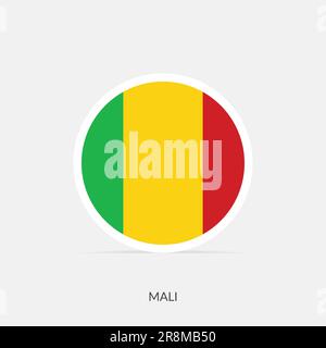 Mali round flag icon with shadow. Stock Vector