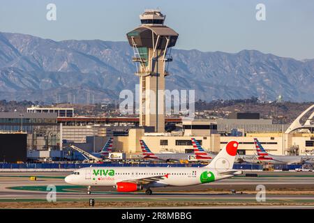 Los Angeles, United States - November 3, 2022: Viva Aerobus Airbus A320 airplane at Los Angeles Airport (LAX) in the United States. Stock Photo