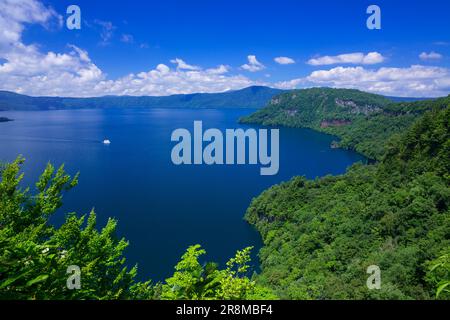 Lake towada and cruise ships Stock Photo