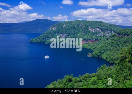 Lake towada and cruise ships Stock Photo