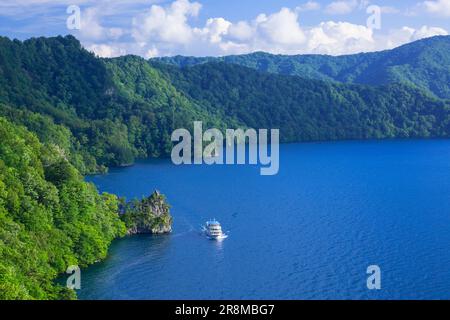 Lake towada and cruise ships Stock Photo